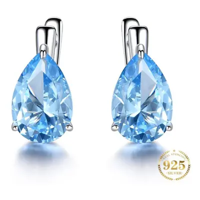 (sky blue) Umcho Luxury Nano Gemstone Blue Topaz Clip Earrings For Women Clip On Earrings Water 