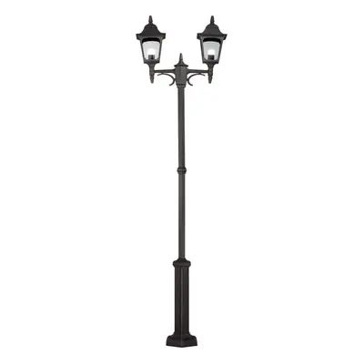 Outdoor IP44 Bulb Lamp Post Dual Tall Black LED E27 100W