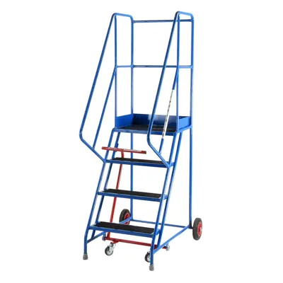 4 Tread Mobile Warehouse Stairs Anti Slip Steps 2m Portable Safety Ladder