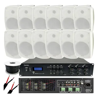 1200W LOUD Outdoor Bluetooth System 12x White Speaker Weatherproof Music Player