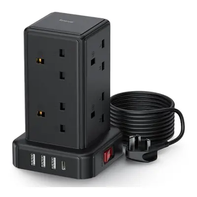 Tower Extension Lead with USB Slots, Way Mini Tower Extension Lead with USB Ports[13A 3250W] Mul