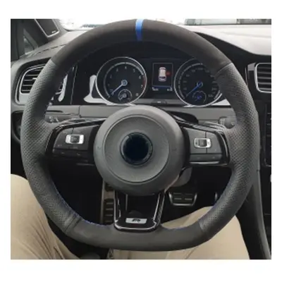 (Style 4) Carbon Fiber Black Genuine Leather Suede Car Steering Wheel Cover For Volkswagen Golf 