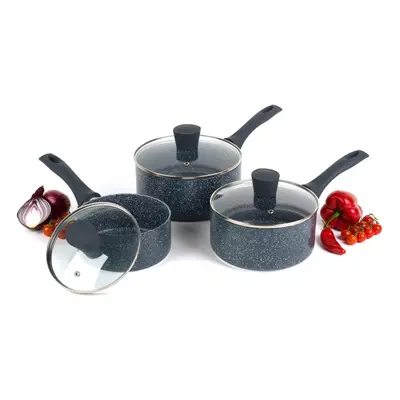 Russell Hobbs COMBO-4838A Nightfall Stone Saucepan Set, Piece Collection, 16/18/20 cm, for All H