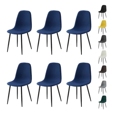 (SET OF 6, BLUE) 2/4/6Pcs Fabric Dining Chair with Metal Legs Bella