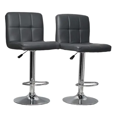 Set Of Dark Grey Faux Leather Swivel Chairs Breakfast Bar Stool