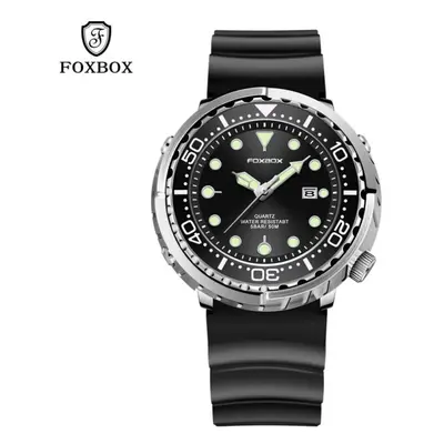 (silver,black) Lige New Luxury Men Watch Foxbox Men Watch For Automatic Date Waterproof Luminous