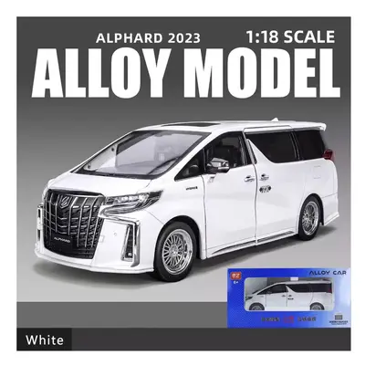 (White with box) 1:18 Alphard Alloy Car Model Simulation Sound And Light Pull Back Toy Car Metal