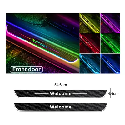 (For V-OLKSWAGEN, A-Front door) New4/2 Pcs Customized Car Door Sill Light RGB Colour Car Scuff P