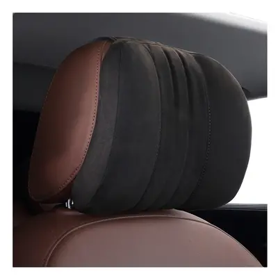 (Black One enlarged) Suede Car Head Pillow For S-Class Maybach Memory Cotton Foam Auto Neck