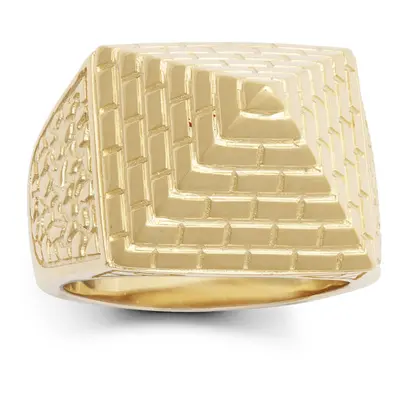 (V) Jewelco London Men's Solid 9ct Yellow Gold Egyptian Pyramid 1/2oz 20mm Signet Ring - JRN583