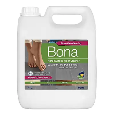 Bona Hard-Surface Floor Cleaner Liquid, for Stone, Tile, Laminate & LVT Floors, Litre Refill Bot