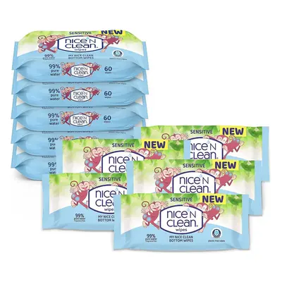 Nice 'N CLEAN My Nice Clean Bottom Wipes Flushable Wipes Toddlers,Plastic free Suitable Sensitiv