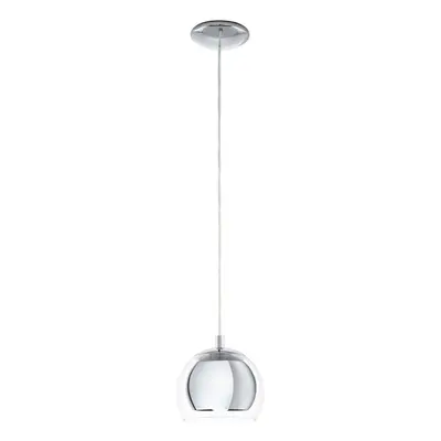 Pendant Ceiling Light Colour Chrome Plated Shade Clear Glass Bulb E27 1x40W