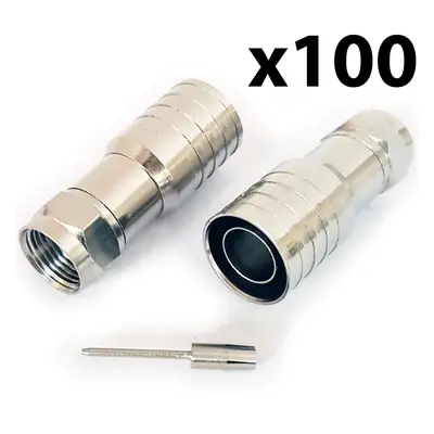 100x PRO Outdoor CT165 WF165 F Type Hex Crimp Connector Plug Thick Coax Cable