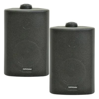 (PAIR) 2x 5.25" 90W Black Outdoor Rated Speakers Wall Mounted HiFi 8Ohm & 100V