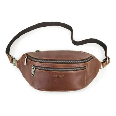 (brown) Contact&apos;s Genuine Leather Waist Bags For Men Bum Bags Crossbody Bags Chest Bags Pho