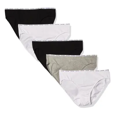 Calvin Klein Women's Signature Cotton Logo Stretch Bikini Panties 5-Pack Black/White/Grey Heathe