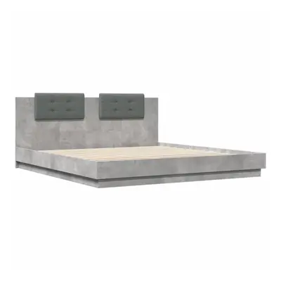 vidaXL Bed Frame with Headboard Bed Concrete Grey Super King Engineered Wood