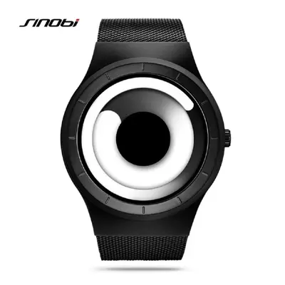 (black) Sinobi Unique Vortex Concept Watch Men&apos;s High Quality 316l Stainless Steel Modern T