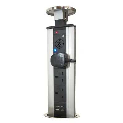 Bluetooth Pop Up Extension Tower USB Ports & Speaker Steel Hidden Gang Socket