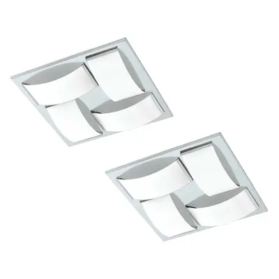 2 PACK Wall Flush Ceiling Light Colour Chrome Shade White Glass Painted 4x LED