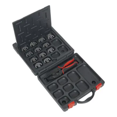 Ratchet Crimping Tool Set - Interchangeable Hardened Jaws - Storage Case