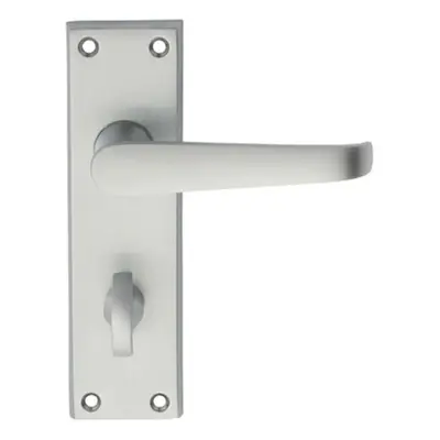 PAIR Straight Victorian Handle on Bathroom Backplate x 43mm Satin Chrome