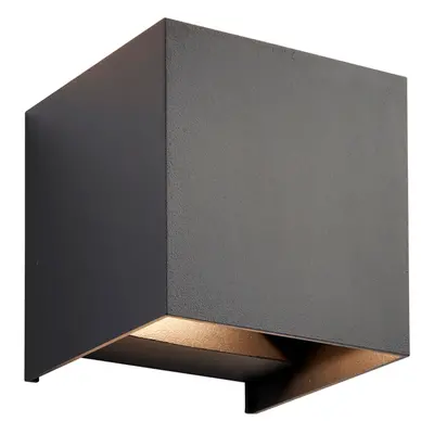 Twin Outdoor IP44 Cube Wall Light - x 5.5W CCT LED - Matt Black