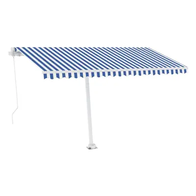 vidaXL Freestanding Manual Retractable Awning 400x300 cm Blue/White Shelter