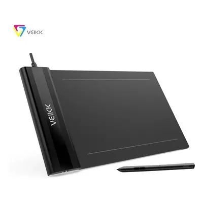 (black) Veikk S640 Graphics Digital Tablet With Battery-free Pen Levels Pressure Sensitivity