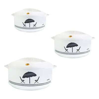 Cello Chef Super pcs Insulated Hot Pot Casserole Gift Set 2500ml 850ml 1500ml (White)