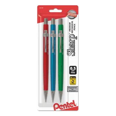 Sharp Mechanical Drafting Pencil 0.5 Mm Assorted Metallic Barrels 3/pack