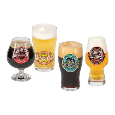 Harley-Davidson Label Craft Beer Glasses Set Unique H-D Graphics - Se