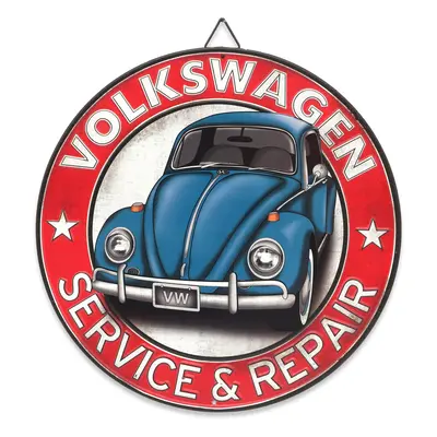 Volkswagen Metal Sign - Volkswagen Service and Repair Round Sign for Man Cave, Garage or Shop