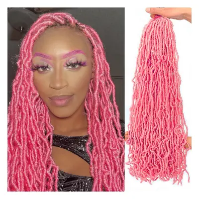 24 Inch Packs Pink Soft Locs Crochet Hair Color New Faux Locs Pre-lo