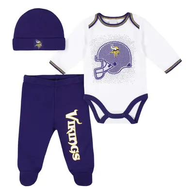 Gerber NFL Minnesota Vikings Pack Bodysuit Footed Pant and Cap Registry Gift Set Purple/White Mi