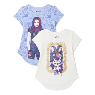 Disney Big Descendants Movie Mal & Evie Girls 2-Pack T-Shirt Bundle Se