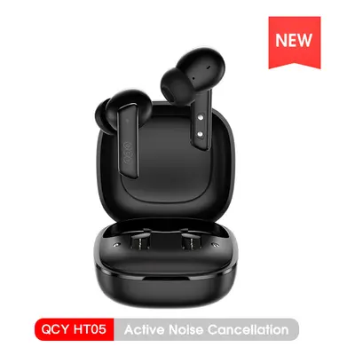 (HT05 Black) QCY HT05 ANC Wireless TWS Bluetooth 5.2 Earphones 40dB Active Noise Cancellation