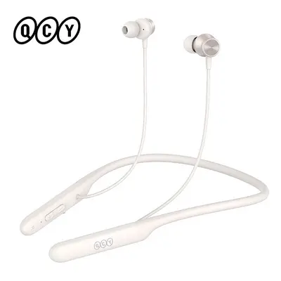 (C2 White) QCY C1 C2 Wireless Headphone Bluetooth 5.2 Magnetic Neckband Earphones