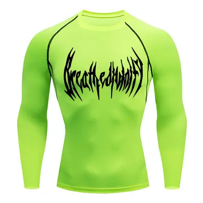 (light green, XXXL) Fitness Men's Compression Long Sleeve Shirt Quick Drying Sun Protection Seco