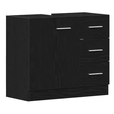 vidaXL Sink Cabinet Black Oak 63x30x54 cm Engineered Wood