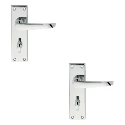 2x PAIR Straight Victorian Lever on Bathroom Backplate x 42mm Chrome