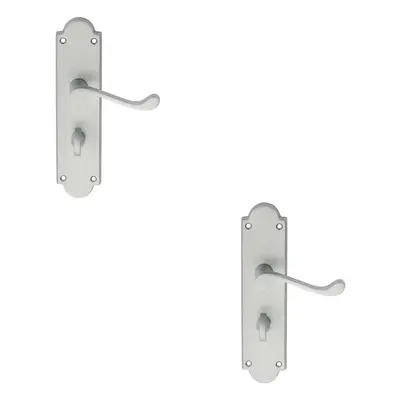 2x PAIR Victorian Scroll Handle on Bathroom Backplate x 49mm Satin Chrome