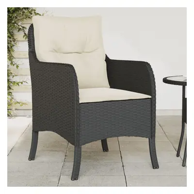 vidaXL Patio Chairs with Cushions pcs Black Poly Rattan