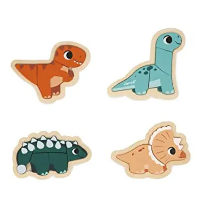 4 FSC Wood Dinosaur Progressive Puzzles-2 to Pieces-Children's Toys-Educational Games-Early-Year