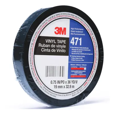 3M Vinyl Tape Black 3/4 in x yd 5.2 mil