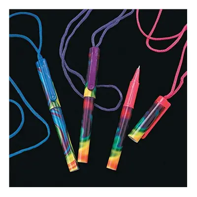 Tie Dyed Pen On A Rope - Set of - Stationary Party Supplies and Teacher Giveaways