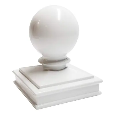 3" x 3" Aluminium Ball Top Post Cap for Metal Posts - Pressure Fit - White