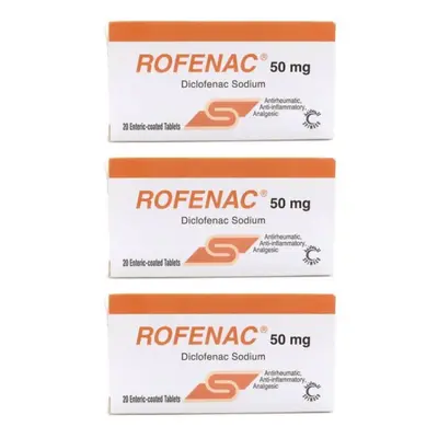 Rofenac 50mg Enteric relieve pain and reduce swelling-Coated Tablets (Pack Of 3) 20's