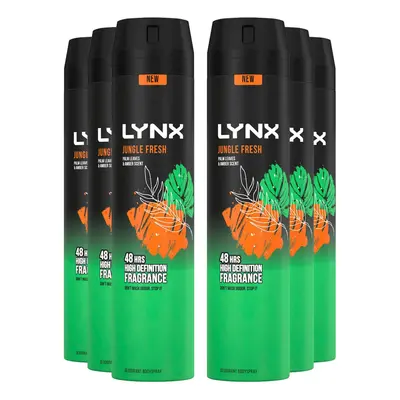 Lynx Body Spray Jungle Fresh 48H Fragrance Deo, 6x250ml